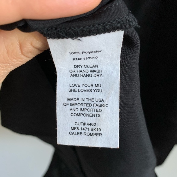 Show Me Your Mumu Wrap Black Sheen Satin Romper - Picture 14 of 15